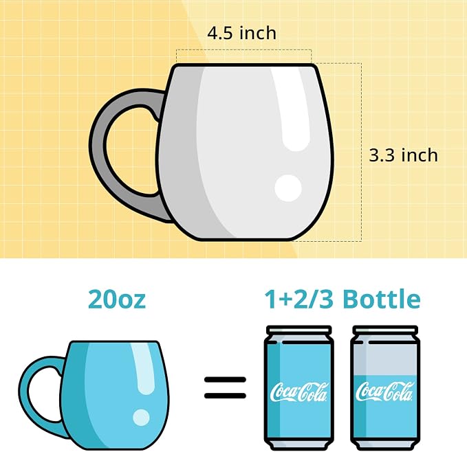 LIFVER 20 Ounces Coffee Mugs Set of 4, Large Ceramic Coffee Mugs with Handles for Coffee Tea Hot Cocoa, Espresso Cups Gifts for him her, Jumbo Soup Mugs Set of 4 - Image 3