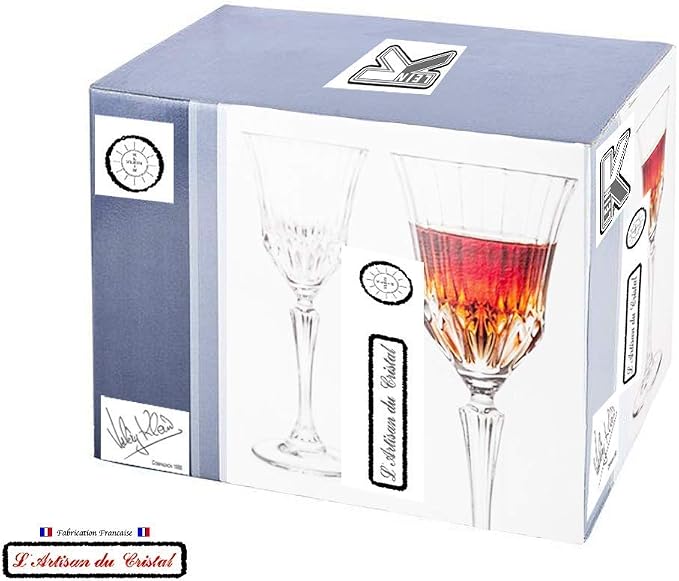 KLEIN 54120 BACCARAT FRANCE 6 Crystal Glasses for White and Red Wine - Service Concorde Prestige 22 cl (7,4 fl oz) - Klein House - Company : Artisan du Cristal - Gift Set - Stamped - Image 4