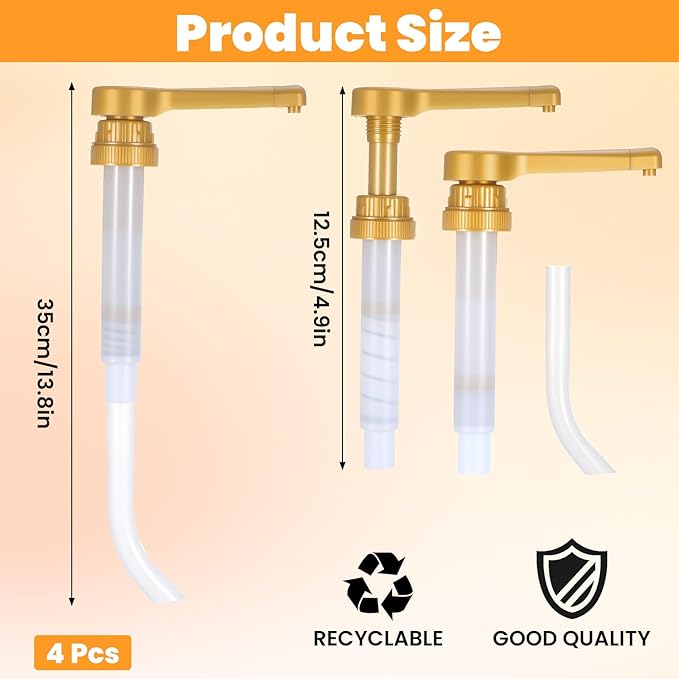 4 Pcs Gold Sauce Pump Dispenser for 64 Oz Bottles, 15CC Reusable Coffee Syrup Pump Large Coffee Syrup Dispenser for Vanilla Chocolate Sauces