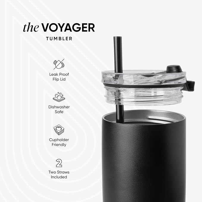 Simple Modern Travel Coffee Mug with Lid | 12oz | Black | Voyager Coffee Cup, Coffee Tumbler for Hot & Iced Drinks | Insulated Stainless Steel Travel Mug | Midnight Black - Image 3