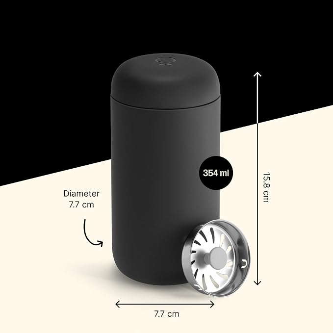 Fellow 12 oz Carter Move Travel Mug - Vacuum-Insulated Stainless Steel Travel Coffee Mug - Coffee Tumbler with Ceramic Interior and Splash Guard - Matte Black | Insulated Coffee Cup, Stainless Steel Tumbler, Coffee Travel Mug, Cold 24h, Dishwasher Safe... - Image 3