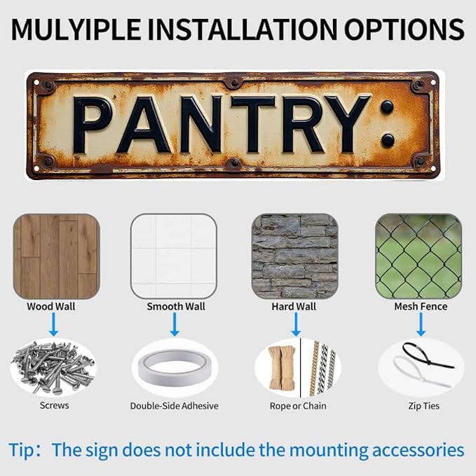 Wall Decor 16 * 4 Inch Tin Signs PANTRY Food Storage Retro Practical Decor - Image 5