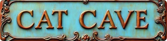 Bar Sign Bar Gifts Vintage Metal Wall Decor Sign"CAT CAVE" Street Sign Funny Man Cave Decor Accessories for Home, Bar, Bathroom, Bedroom Unique Retro Tin Signs for Outdoor 4 X 16 inches by Unknown