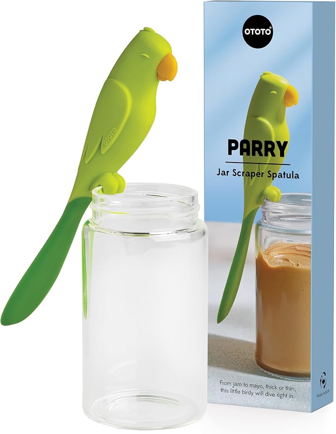 OTOTO Jar Scraper Spatula - Silicone Scraper, Cute Kitchen Accessories, Unique Fun Cooking Kitchen Gadgets for Foodies - BPA-free & 100% Food Safe (Parry) by OTOTO