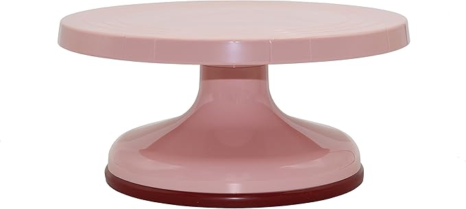 Creative Hobbies 10.5 Inch Rotating Cake Decorating Turntable - Pink Plastic - Revolving Cake Stand, Banding Wheel, Sculpture Stand with Sturdy Base