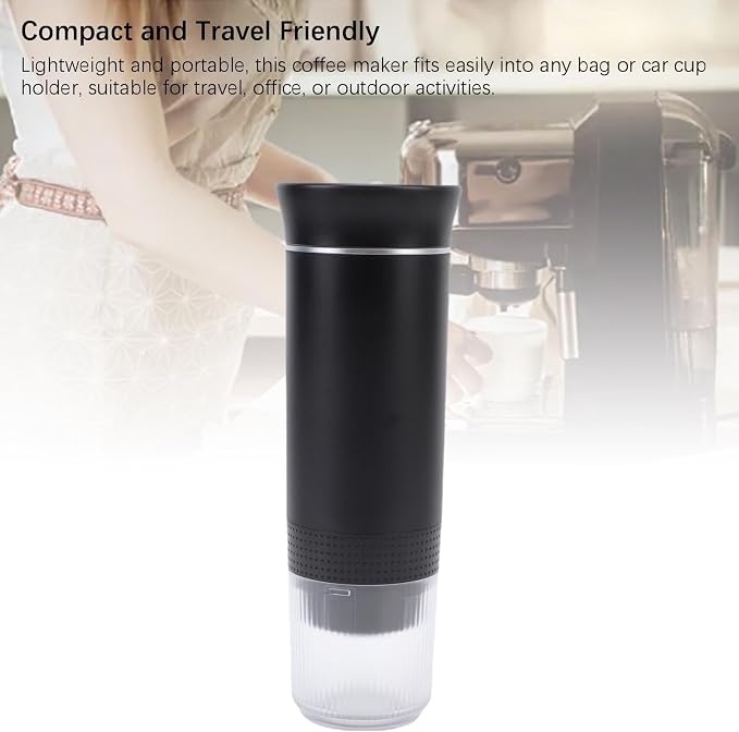 LICAEVEY Portable Capsules Coffee Maker, 72W Automatic Coffee Machine, Ground Maker for Travel Home, 120ML Cup Full Outdoor (Black) - Image 4