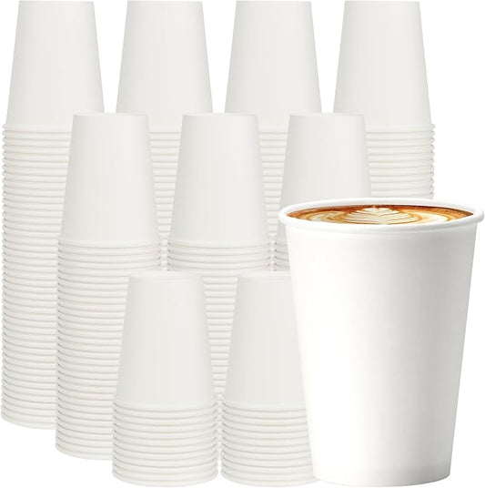 12 oz 1000 Pack Disposable Paper Coffee Cups, Hot Paper Cups, Thickened Leak-Free White Coffee Cups for Hot and Cold Drinks by VPACKDUO