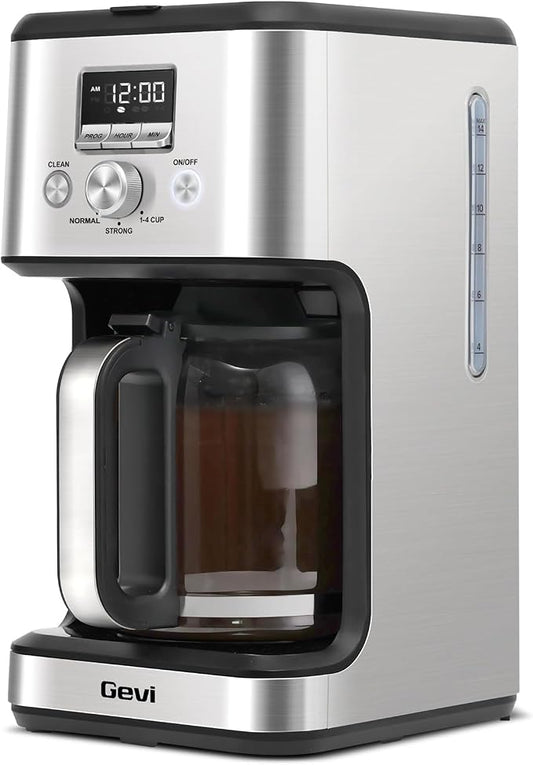 Gevi 14-Cup Drip Coffee Maker, Programmable Timer, 2H Warm, Strong Brew | 14-Cup Drip Maker for Normal & Strong Brew, 2H Keep Warm, Pause & Serve, Auto Shut-Off for Home & Office, Glass Carafe by Gevi
