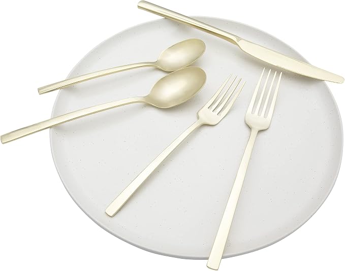 Cambridge Silversmiths Beacon Champagne Satin 20 Piece Flatware Set, Service for 4, Champagne Gold - Image 4