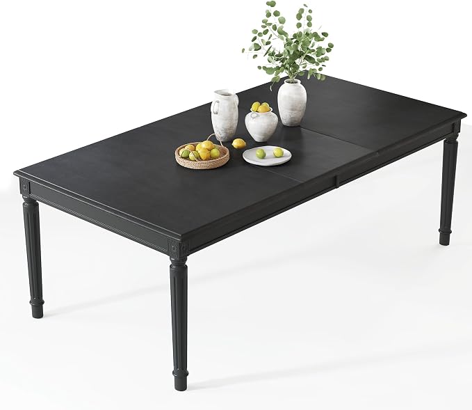 AMERLIFE 79" Farmhouse Solid Wood Dining Table with Roman Legs, Grey | Large Rectangular Tabletop, Roman Conical Legs, Solid Wood Construction, Seating for 6 to 8 - Image 8