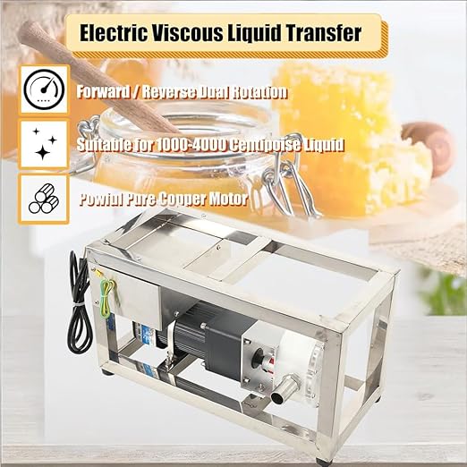 10L/Min Honey Transfer Pump Liquid Honey Pump, Stainless Steel Viscous Liquid Paste Pump 90W Electric Food Fluid Gear Pumping Equipment, AC110V 60RPM