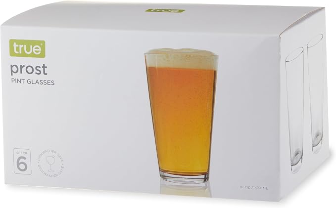True Stackable Beer Glasses, Pint Glasses for Beers, Water, Iced Coffee, Cocktails, Game Night, Beer Gifts for Men, BBQ Outdoor Party, Home Bar Accessories, Kitchen Glassware, 16 oz, Set of 6 - Image 10