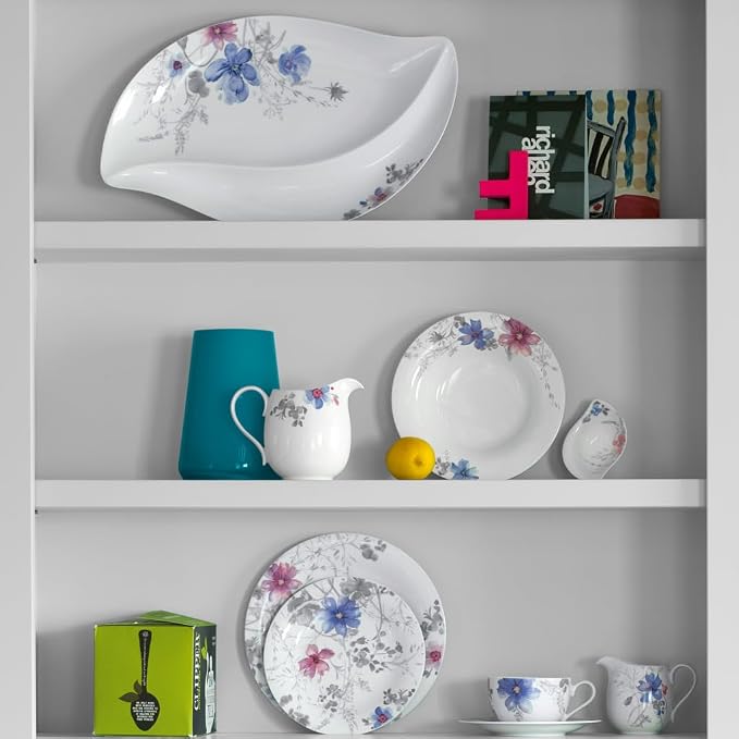 Villeroy & Boch Mariefleur Gris Basic Soup Plate, 23 cm, Premium Porcelain, White/Multicoloured - Image 5
