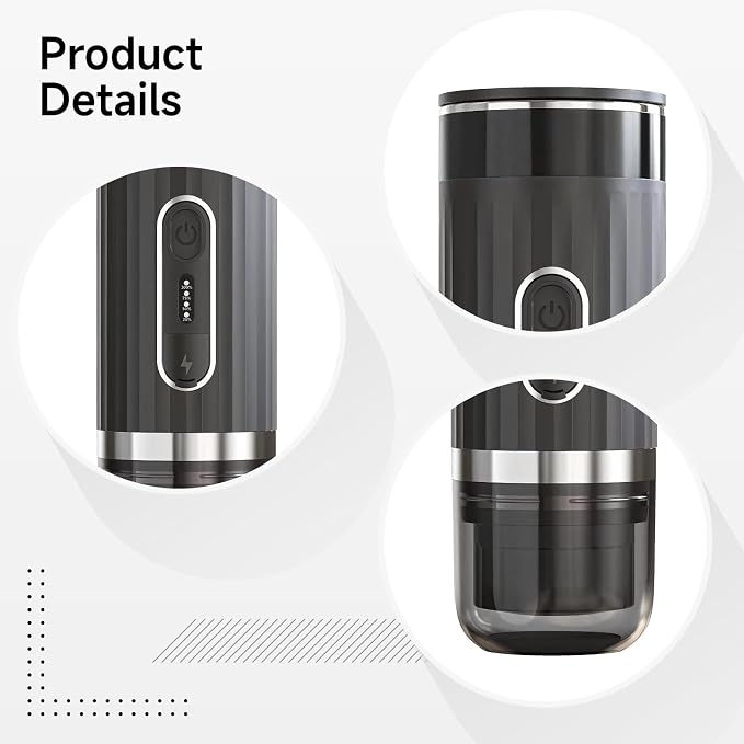 Portable Coffee Maker, Mini Espresso Machine for Car, K Cup Compatible, 60 oz / 170 ml Water Tank, Wireless Use for Travel, Outdoor Trips, and Electric Vehicles, Black - Image 5