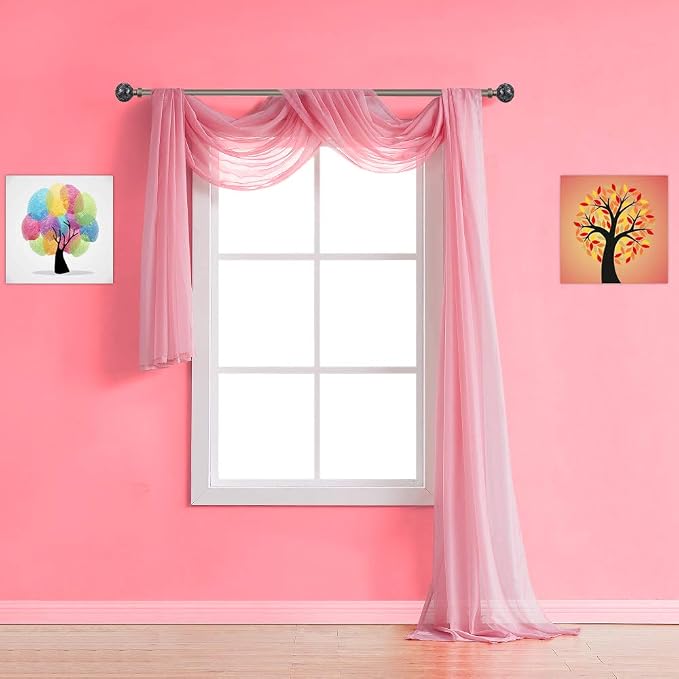 Warm Home Designs 55 x 288 Blush Pink Sheer Window Scarf. AM Blush 288" | Extra Long Window Scarves Valances are Great As Wedding Arch Draping Fabric, Bed Canopy Or for Decorative Project. by WarmHomeDesigns