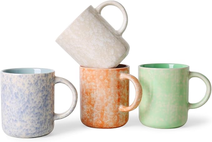MONITO 17 OZ Coffee Mugs Set of 4, Ceramic Modern Coffee Mugs Set with handle for Tea/Latte/Milk/Cocoa. by MONITO