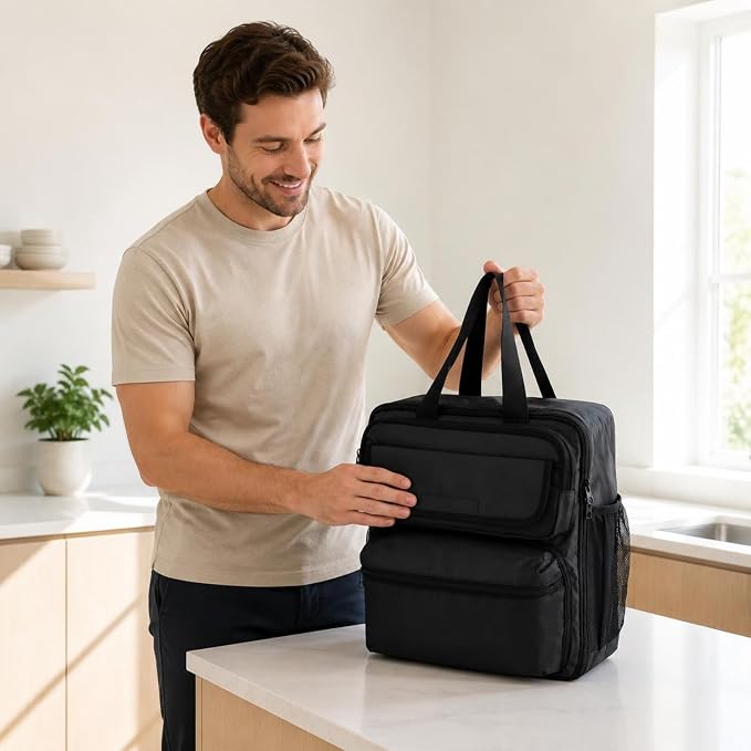 Coffee Machine Pouch Carry Case Bag Organizer Tote With Handles And Zippered Pockets Nylon Oxford Construction For Single Serve Brewer Storage Home Gift Giving - Image 5