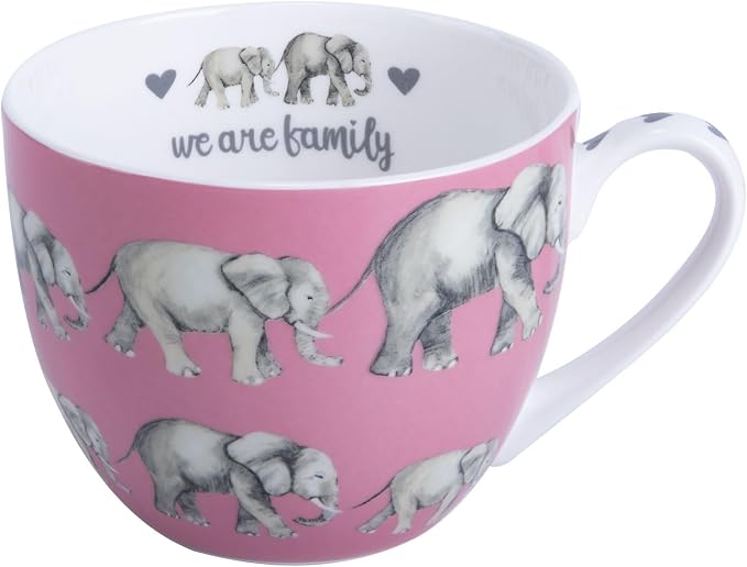 Premium 20 oz Bone China Elephant Hug Mug – Cute Elephant Design for Coffee & Tea, Ideal Holiday, Birthday, and Christmas Gift for Family and Friend, Designed in England by Harvest Green Studio by MFoffice