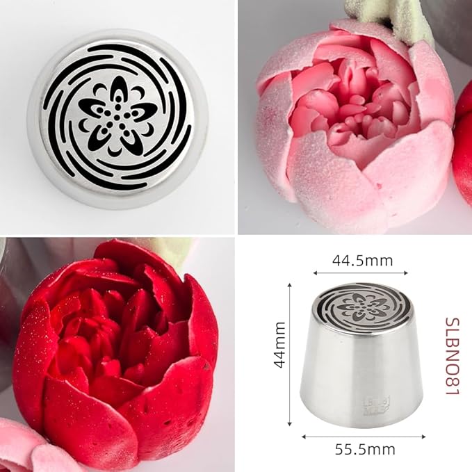 10 Pieces Extra Large Stainless Steel Seamless Russian Piping Tips Set,Flower Icing Nozzles with 1 Cleaning Brush,1 Reusable Pastry Bag for Making Marshmallows,Cupcakes Bouquet,Pastry Baking Tools