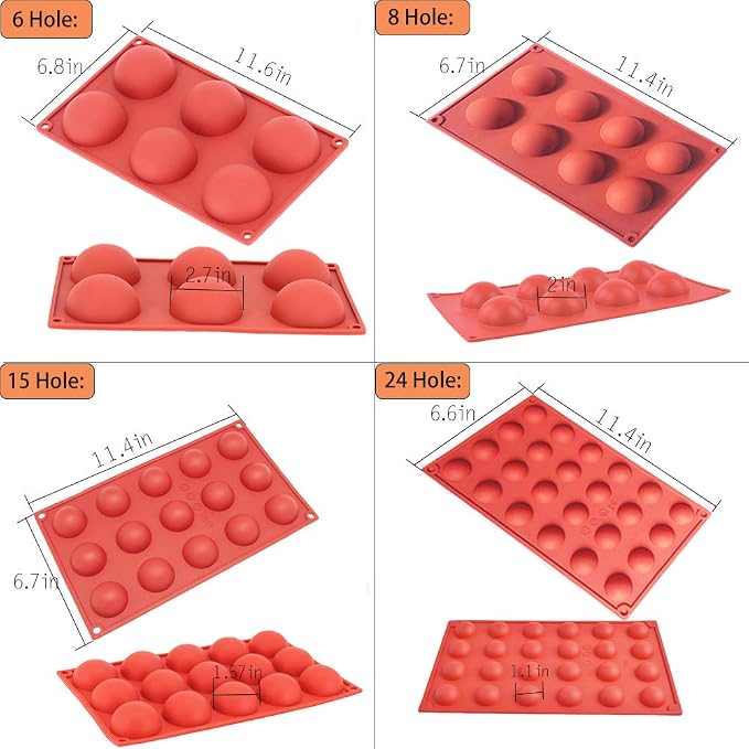 Semicircle Silicone Mold,Shxmlf Half Sphere Chocolate, Candy and Gummy Mold Teacake Bakeware Set for Cake Decoration Mousse Dome Jelly Ice Cream Bombe Cupcake Baking Mold, Assorted Size,Set of 4 - Image 2