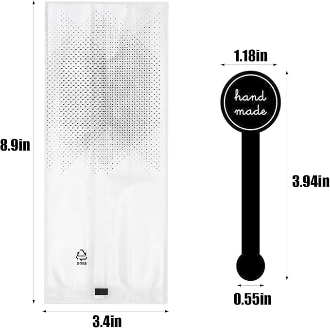Palksky (400Pcs)200pcs Translucent Plastic Bags/Bakery Bags with 200pcs Handmade Stickers for Muffin Cookie Cake Chocolate Candy Snack Wrapping Bakery Packaging - Image 6
