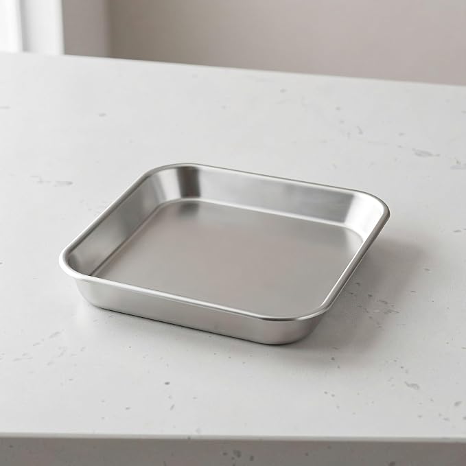 ibasenice 4pcs Stainless Steel Bakeware, Non-Stick Baking Cake Trays for Toaster Oven: 6.3 X 5.5" Multipurpose Pastry Making Sheet for Bread/Cookie Baking - Image 7