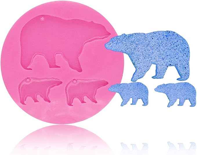 Cute Bear Baby Mom Keychains Silicone Mold DIY Pudding Chocolate Handmade Ice Cream Crystal Gum Paste Ice Cube Candy Fondant Mold Soap Mould Jelly Shots Cupcake Cake Topper Decoration Desserts by Seedomes