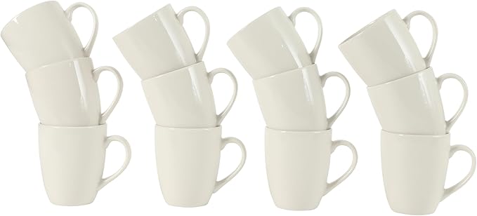 Gibson Home Great Essentials 12 Ounce Porcelain Coffee Mugs - Set of 12 - Cups for Latte, Hot Tea, Cappuccino, Mocha, Espresso, Cocoa by GibsonHomewares