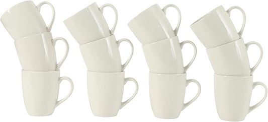 Gibson Home Great Essentials 12 Ounce Porcelain Coffee Mugs - Set of 12 - Cups for Latte, Hot Tea, Cappuccino, Mocha, Espresso, Cocoa by GibsonHomewares