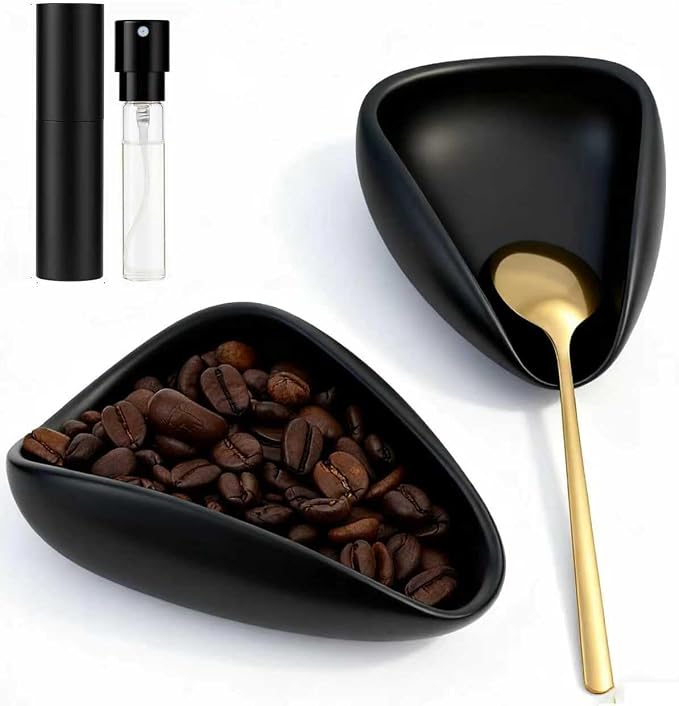 Ceramic Coffee Bean Dosing Cup + Sprayer Gift Set, Spoon Rest, Mini Coffee Spoon Holder for Tea Spoons Stirrers, Coffee Station Decor, Espresso Coffee Bar Accessories & Essentials(Not Include Spoon) by Unknown