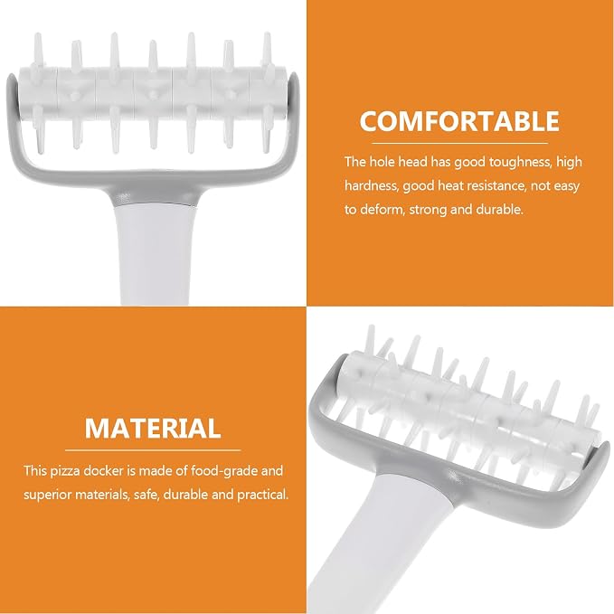 VOSAREA 2pcs Pizza Dough Hole Puncher Rolling Pin Baking Tool with Pp Material, White Color, Prevents Bubbles and Offers Good Heat Resistance, for Pizza and Bread Making - Image 5