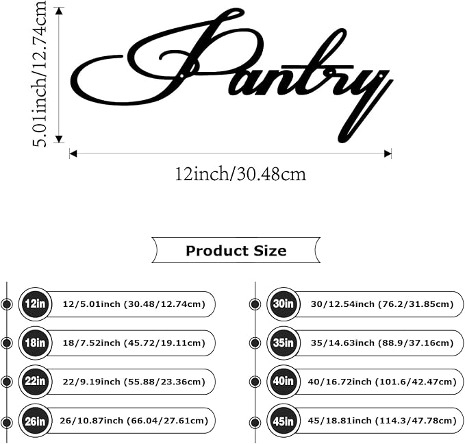 Pantry Metal Sign, 18 Inch Modern Pantry Signs Wall Decor, Black Metal Pantry Wall Art Hanging Decoration for Door and Kitchen Wall, Housewarming Gift - Image 3
