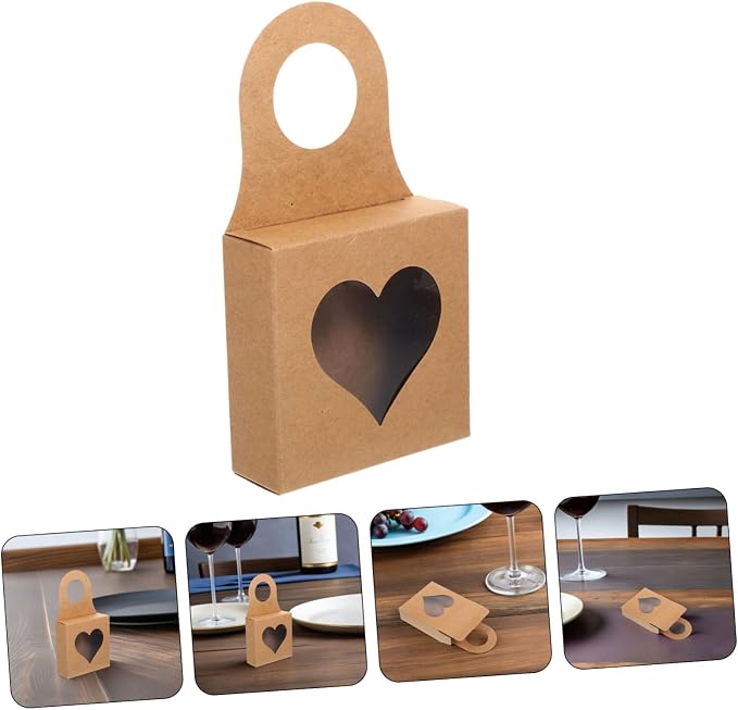 TEHAUX 30pcs Kraft Paper Hanging Wine Boxes with Window, Decorative Candy and Cookie Packaging Boxes for Wrapping, Suitable for Party and Holiday Presentations - Image 7