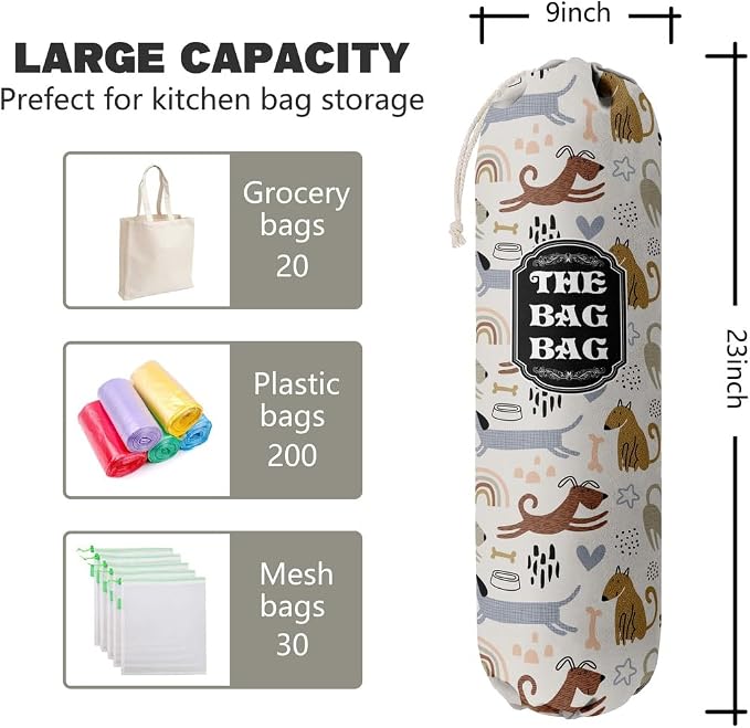 The Bag Bag Grocery Bags Holder Organizer, Wall Mount Plastic Storage Container Dispenser, Pet Lovers' Home Kitchen Bags, Ideal Gifts For Women, Dog Mom, Dad - Image 2