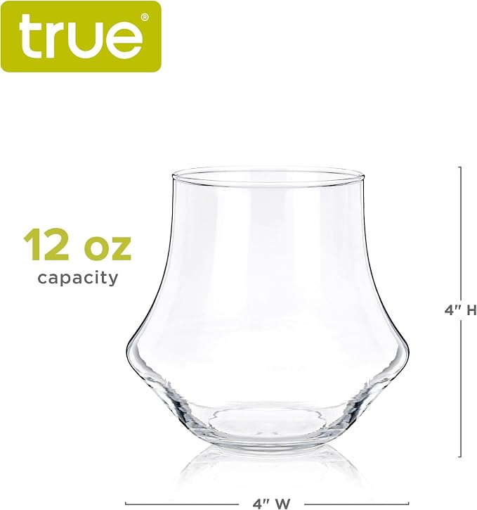 True Whiskey Glasses for Men and Women, Top-notch Bourbon Scotch Whiskey Cups Set, Bar Glassware Drinking Glasses Set of 4, 12 oz - Image 3