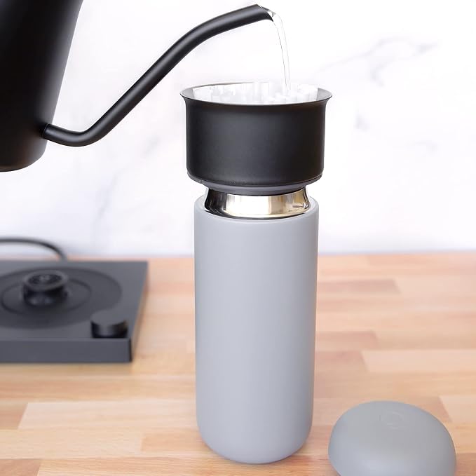 Fellow Carter Move Ceramic Lined Travel Coffee Mug 16 oz - Leak-Proof Lid | No Metallic Taste, Dishwasher Safe, Hot 12Hr Cold 24Hr, Stainless Steel Tumbler, BPA-Free, Fits Cup Holders, Matte Grey - Image 7