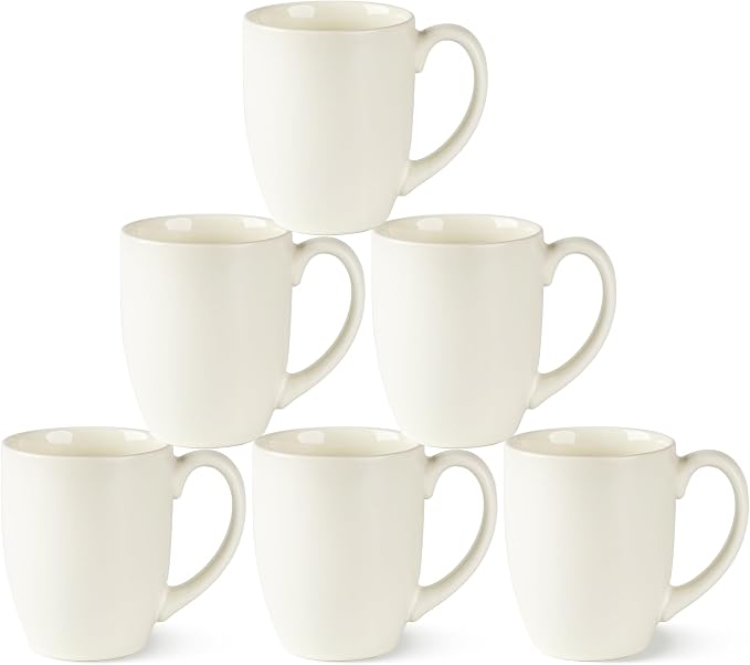 AmorArc 16 oz Coffee Mugs Set of 6, Large Ceramic Coffee Cups-Light Beige | Classic Coffee Mugs Set for Men,Women,Tea/Latte/Cappuccino/Cocoa. Dishwasher&Microwave Safe- by AmorArc