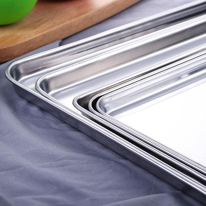 Baking Tray Storage Pastry Cookie Sheets Sturdy Fruit Plate Anti-Rust Rectangle Cake Dish(35x25x1.5 CM) - Image 4