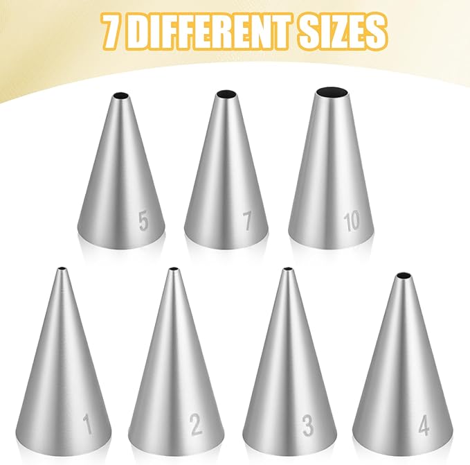 Round Piping Tips, 7 Pcs Small Piping Tips Stainless Steel for Baking, Decorating, Frosting, Icing (7 Sizes)