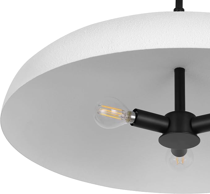 LamQee 20 Inch Oversized Large Pendant Lights, 3-Lights Textured White Modern Dome Chandelier, Rustic Metal Pendant Lighting Fixture Ceiling Hanging for Kitchen Island, Dining Room Over Table, Bar - Image 5