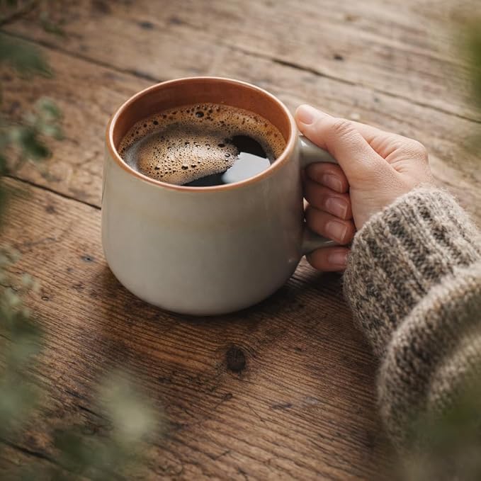 Ava Nord Large Stoneware Ceramic Coffee Mugs Set of 4-16 oz - Sage Ash | Lead-Free, Non-Toxic, Freezer - Microwave & Dishwasher Safe, Comfortable Handle, Aesthetic Nordic Design for Tea, Cappuccino - Image 10