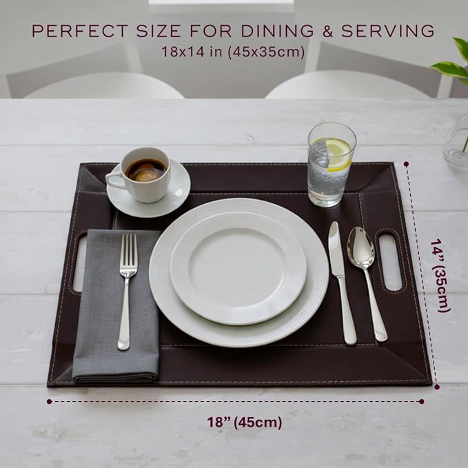 2-in-1 Serving Tray & Placemat | Faux Leather & Reversible | Lays Flat as a Placemat or Folds into an Ottoman Food Tray, Easy to Clean - Image 7