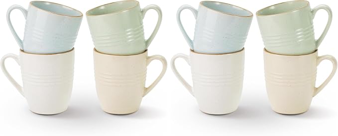 famiware Jupiter Coffee Mugs Set of 4, 14 OZ Coffee Mug, Microwave and Dishwasher Safe, Coffee Cups with Handle for Coffee, Tea, Cocoa, Milk, Multi-color (Pack of 2) by Famiware