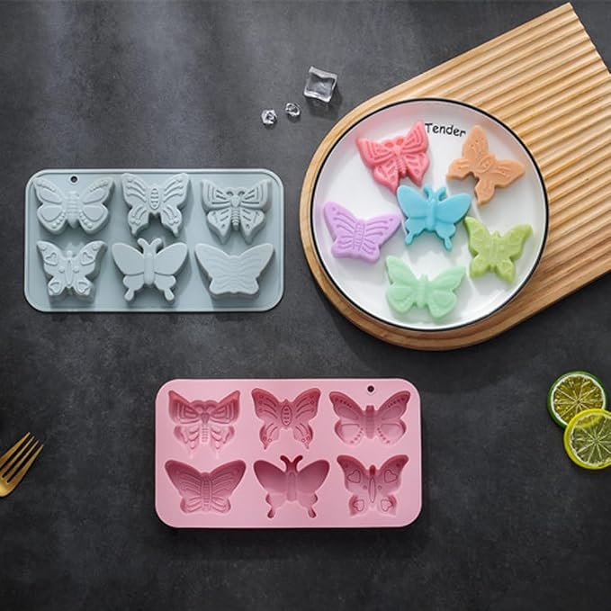 2 PACK 6 Design Butterfly Shaped Silicone Molds, 3D Butterfly Themed Baking Mould Tray DIY Baking Tool for Chocolate Cake Dessert Candy Mousse Pastry Candy Polymer - Image 7