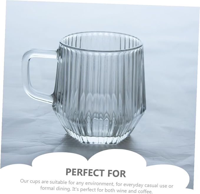 COHEALI 6pcs Clear Glass Coffee Mugs with Handles Transparent Tea Cups Heat Resistant Microwave Safe for Hot Cold Beverages Coffee Latte Espresso Cappuccino
