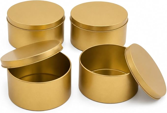 4pcs Large Round Metal Tin Box Cookie Candy Container with Lids | Lidded Design Round Metal Cookie Tin Boxes For Home And Office Decor Kitchen Displays by LUOZZY