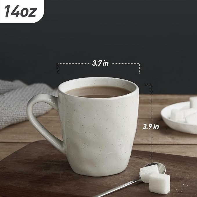 famiware Mars 4 Pieces Coffee Mug, 14oz Tea Mug, Catering Mugs with Handle for Coffee, Tea, Cocoa, Milk, White - Image 3