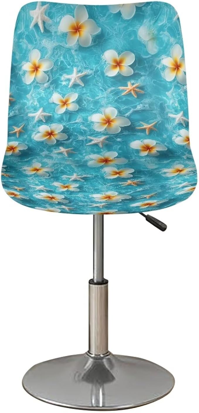 Sea Starfish Flower Soft Bar Stool Slipcovers Non Slip Waterproof Bar Stool Chair Covers with Elastic Band for Dining Room Chairs - Image 2