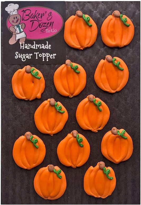 Pumpkin Cupcake Topper 12pc Candy Edible Icing Thanksgiving Fall Halloween Cupcake Toppers (Choose Styles Below) by BakersDozenToGo