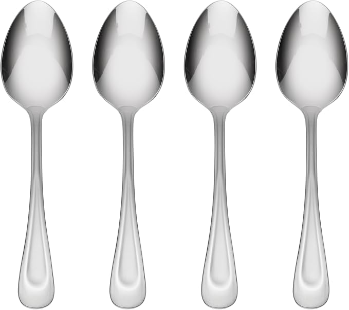 Oneida Satin Sand Dune Dinner Spoons Silverware Set for 4, Flatware | 18/0 stainless steel, satin finish | 6.8 inch length | great for soup or tablespoon use, cutlery set, utensil set by Oneida